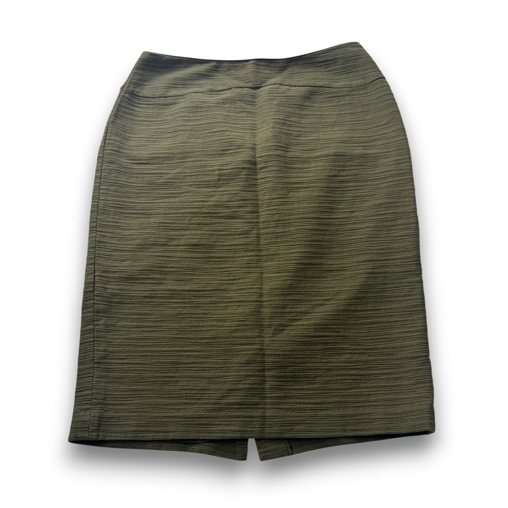Moulinette Soeurs Anthropologie Olive Green Ribbed Cotton Linen Pencil Skirt 12